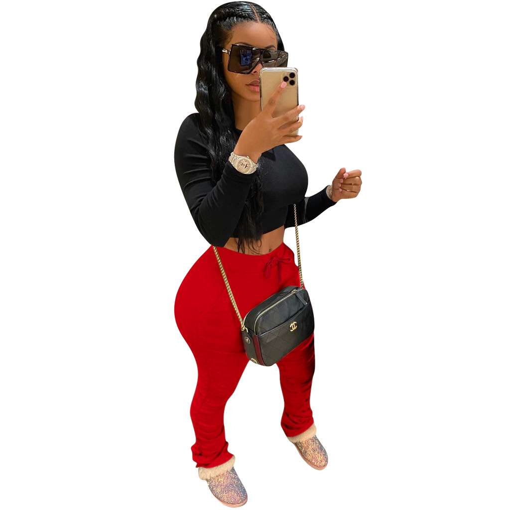 Solid Patchwork Pencil Pants image 1