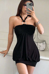 Halter Neck Bubble Mini Dress image 0