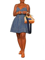 Denim Delight Flare Dress - M, Blue image