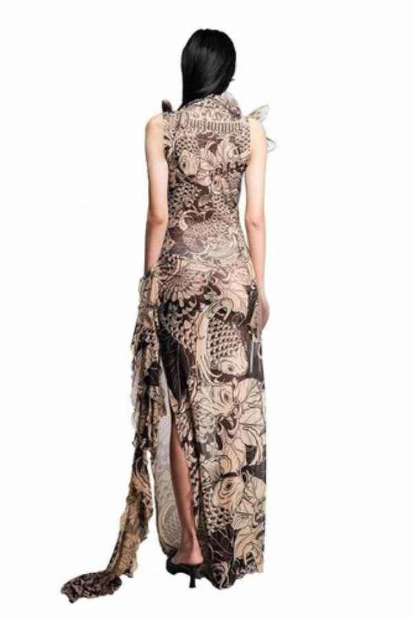 Sexy Printed Sleeveless Mesh Side Slit Maxi Dress image 2