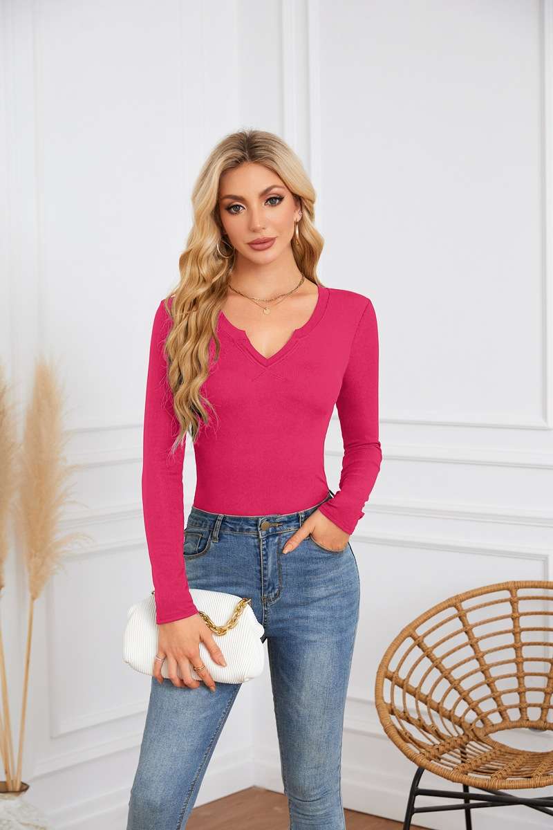 Solid Deep U Neckline Top - XL, Rose Pink image