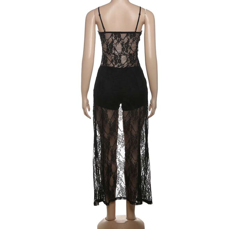 Leopard & Black Lace Sheer Maxi Dress image 1