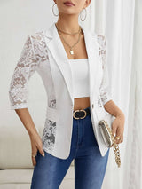 Contrast Lace Open Front Blazer image 1
