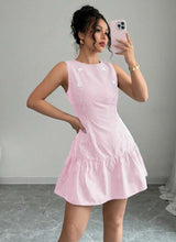 Striped Sleeveless Dress with Button Details image 3