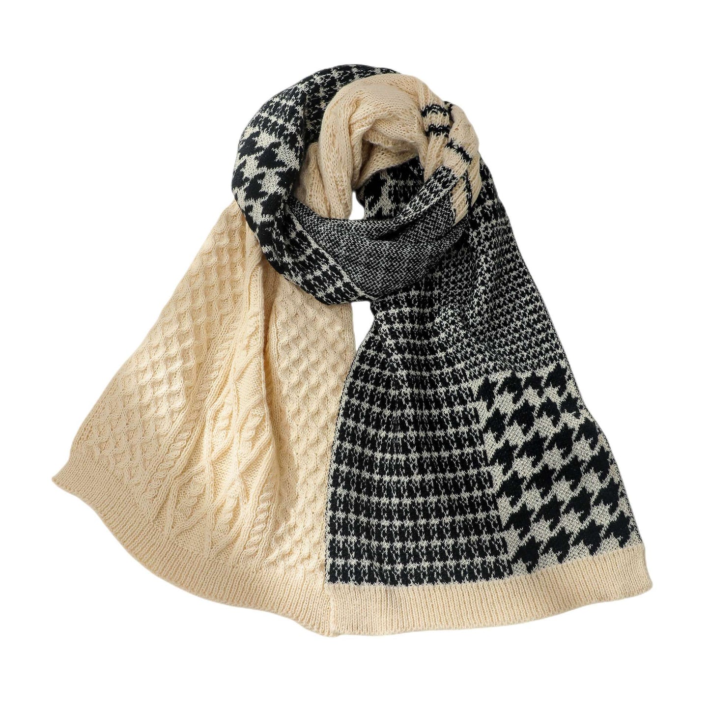 Classic Plaid Winter Scarf  Warm Soft Chunky - Beige image