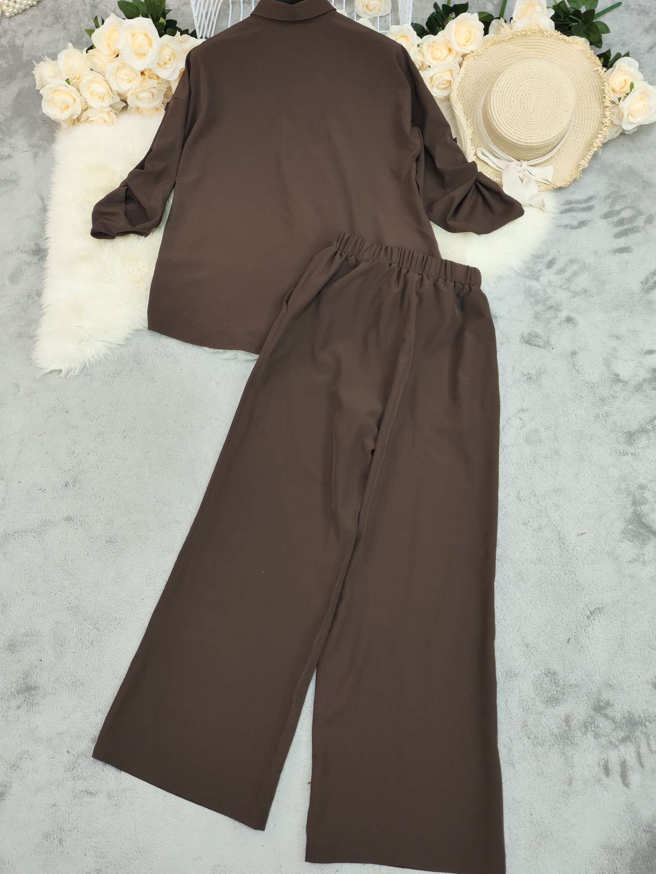 Button-Down Shirt and Wide-Leg Pants Set image 3
