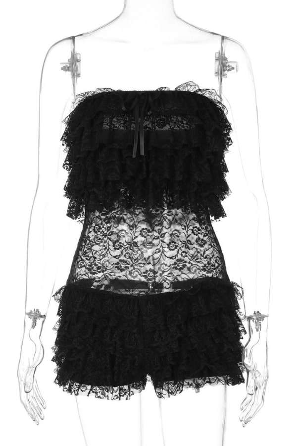 Midnight Elegance Lace Strapless Romper image 5