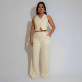 Sleeveless Top & Wide-Leg Pants Suit Set image 4