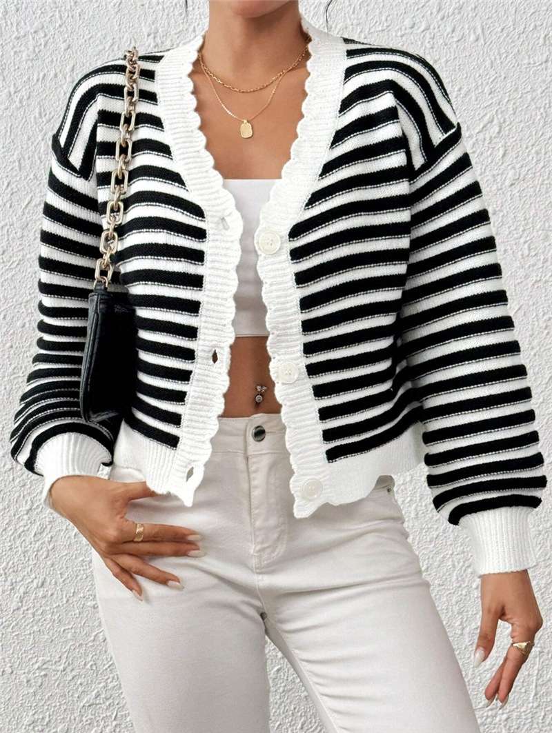 Striped Button-Front Cardigan Jacket image 5