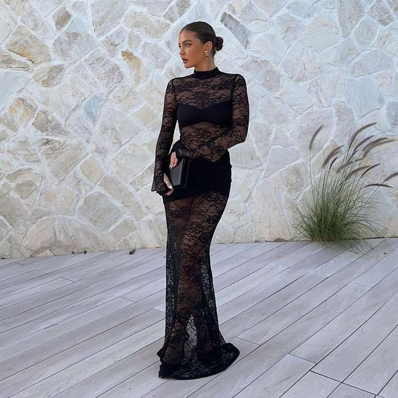 Lace See Through Maxi Dress image 5