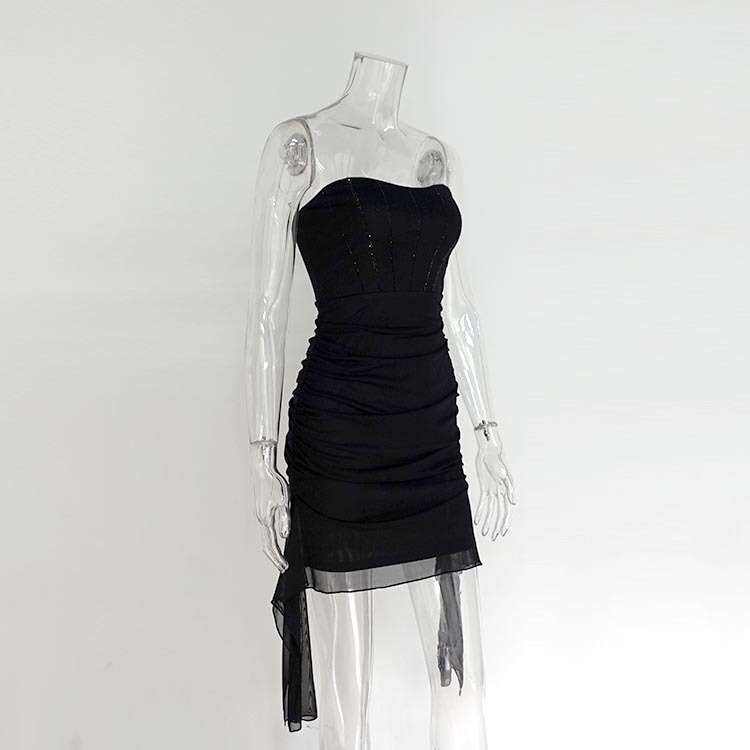 Strapless Ruched Dress with Asymmetrical Hem image 4