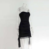 Strapless Ruched Dress with Asymmetrical Hem image 4