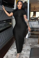 Sleek Short-Sleeve Bodycon Maxi Dress image 0