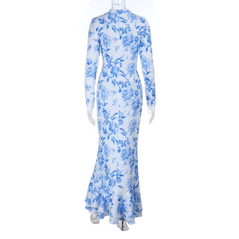 Floral Print Long Sleeve Mermaid Maxi Dress image 4