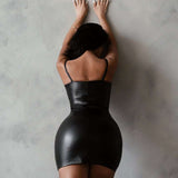 Faux Leather Bodycon Mini Dress image 2