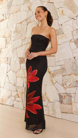 Midnight Bloom Strapless Maxi Dress image 2