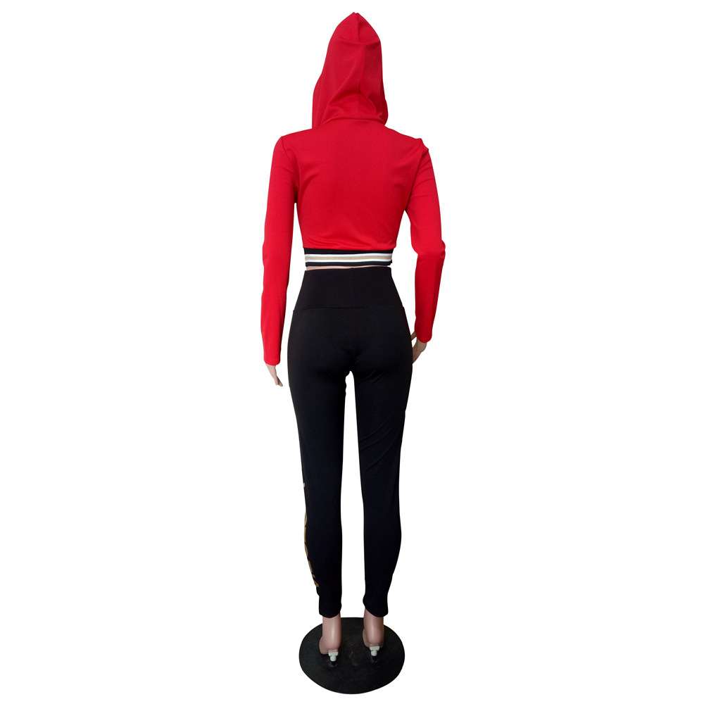 Fashion Sports Hooded Print Long Sleeve Set image 4