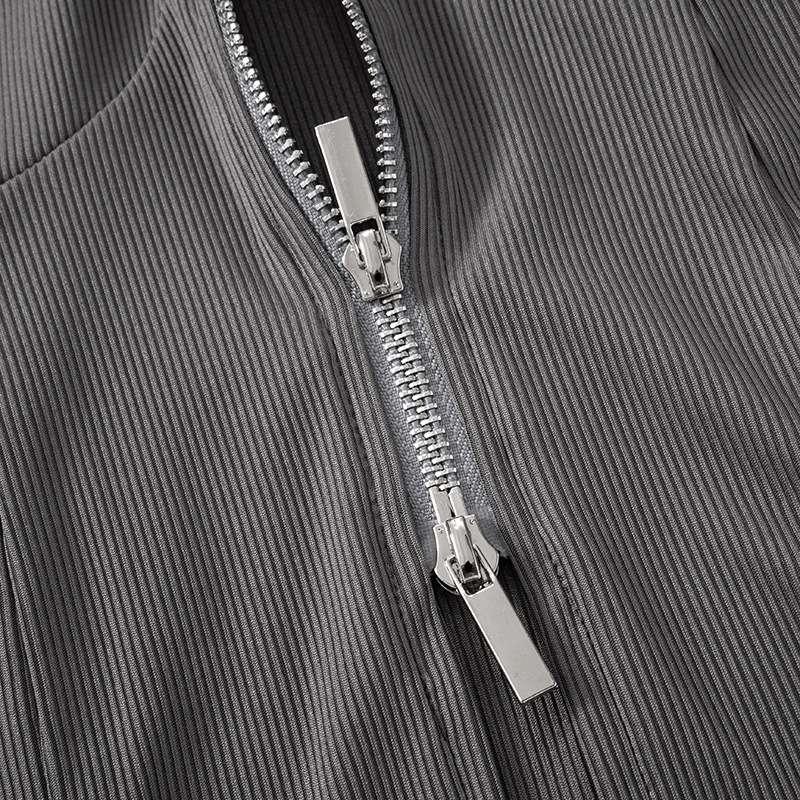 Ribbed Hooded Crop Jacket Skirt Set image 6