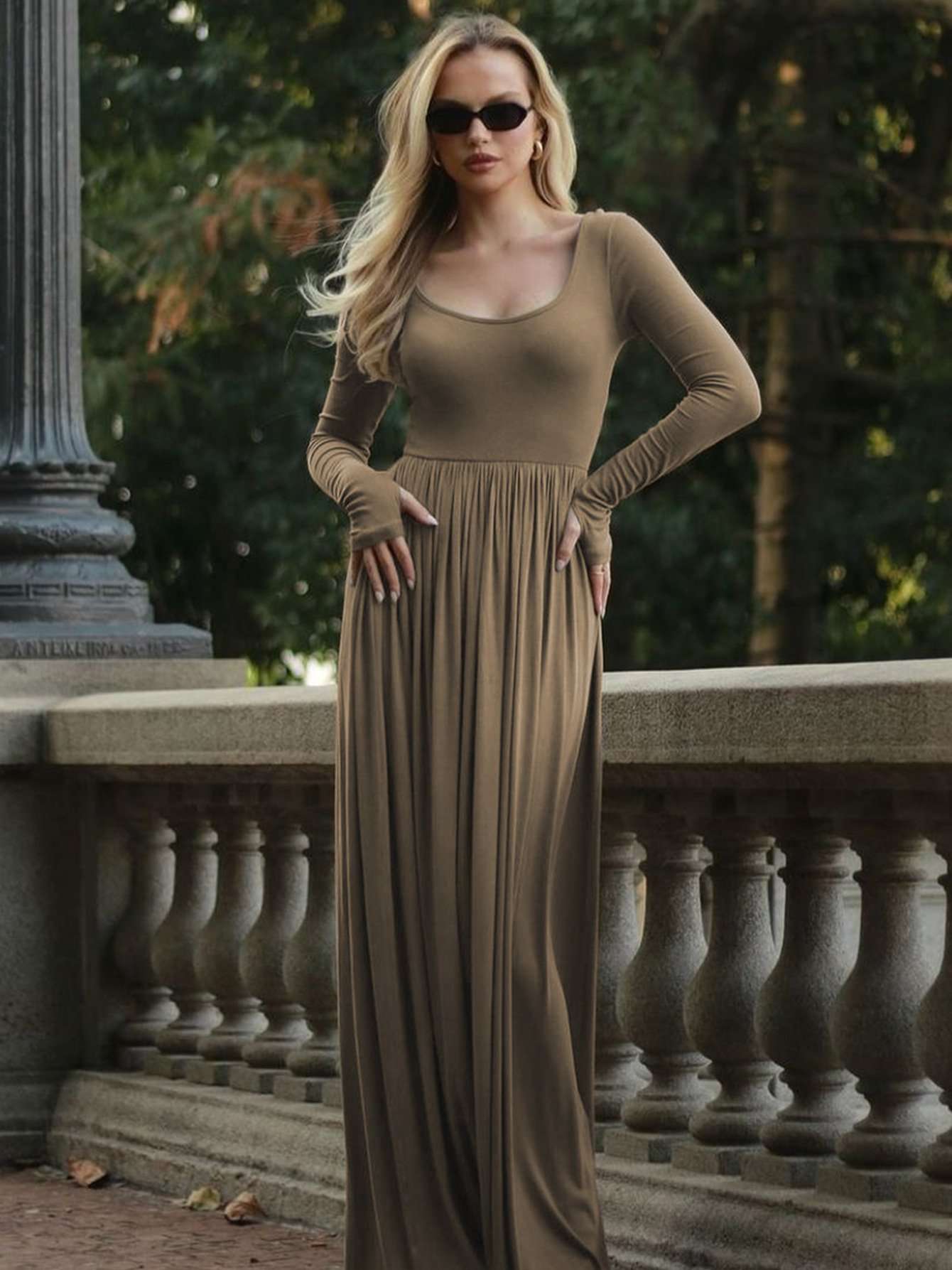 Long Sleeve Round Neck Empire Waist Spring Dreses image 2