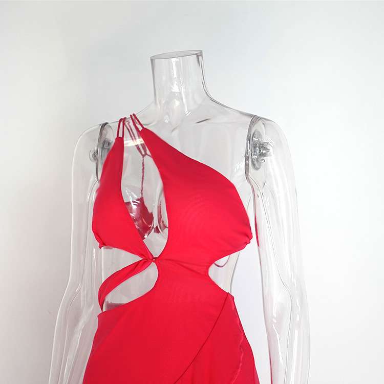 Cut-Out Asymmetrical Dress with Ruffle Details image 6