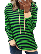 Colorblock Hoodie with Striped Sleeve - L, Green image
