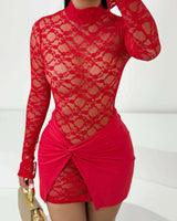 Lace Bodycon Dress with Knot Detail image 2