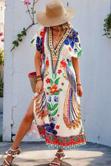 Floral Print Maxi Dress - S, Multi Blue image
