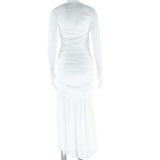 White Mesh Long Sleeve Maxi Dress image 1