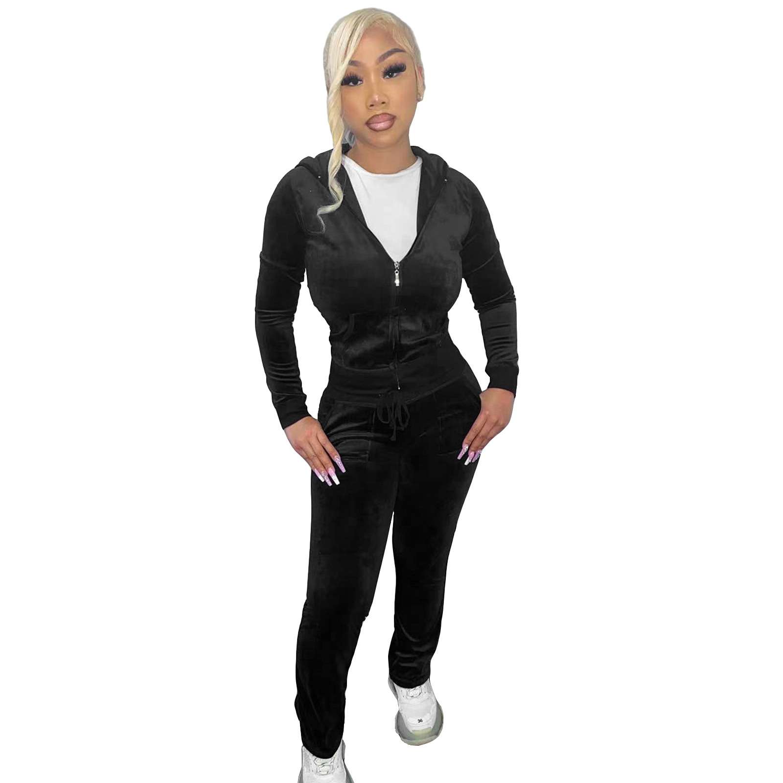 Velvet Luxe Tracksuit - XL, Black image