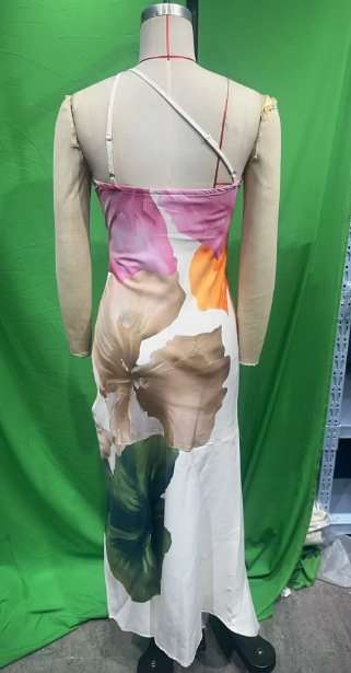 Artistic Floral-Print One-Shoulder Maxi Dress image 4