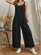 Wide-Leg Sleeveless Jumpsuit - M, Black image