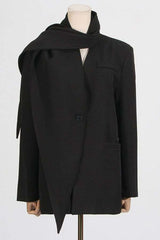 Asymmetric Cape Blazer - M, Black image