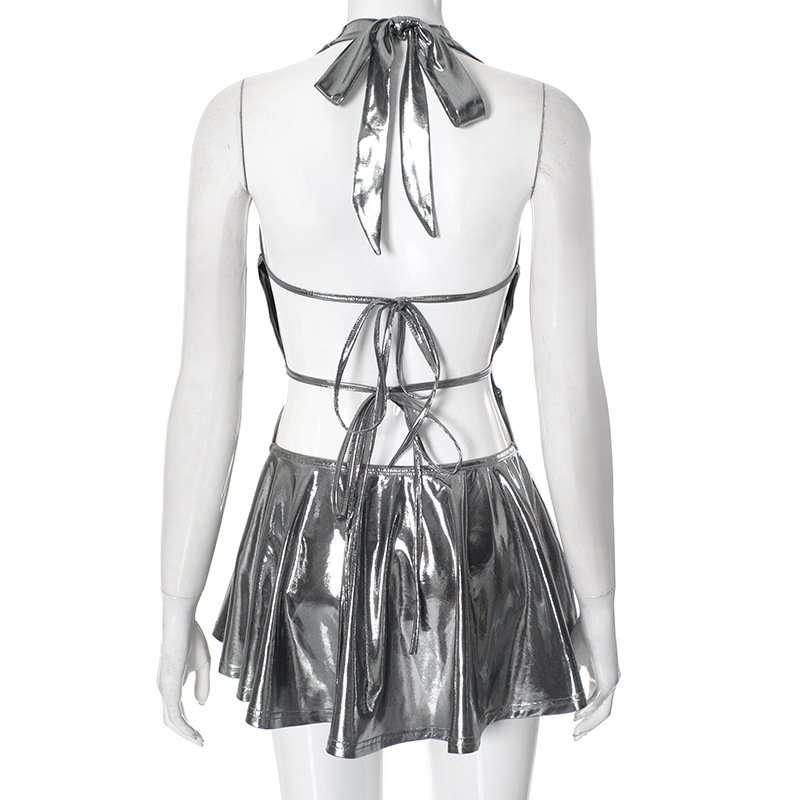 Metallic Halter Mini Dress image 5