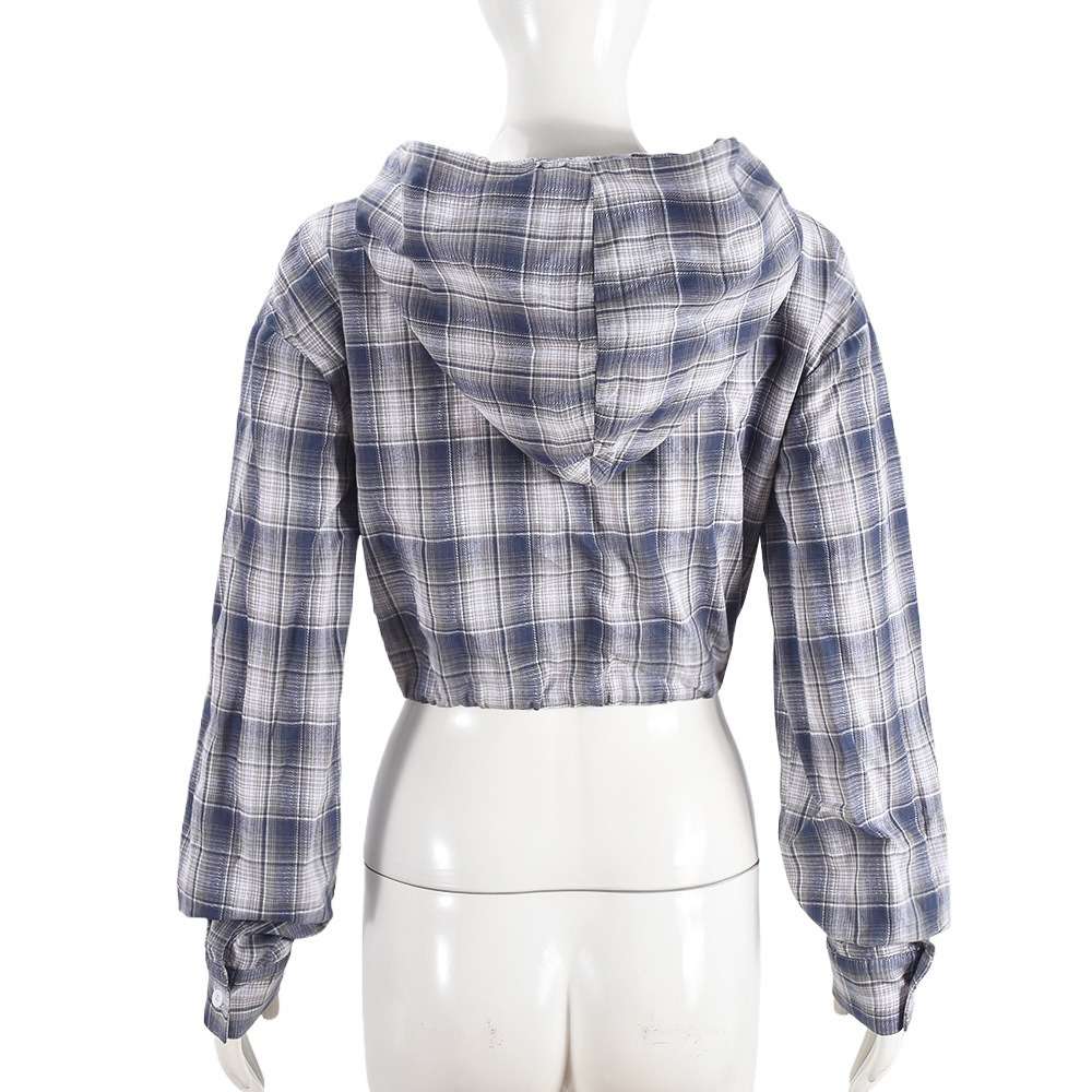 Hooded Jacket Drawstring Long Sleeve Zip Up Crop Top image 7