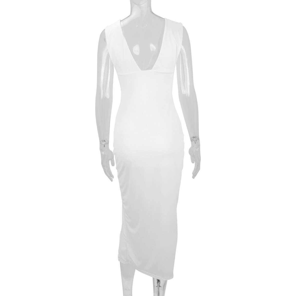 Elegant Deep V-Neck Slit Midi Dress image 5