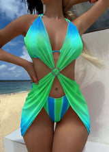 Vibrant Tie-Dye Beach Cover-Up - S, Green image