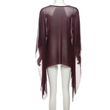 Deep V Plum Sheer Top image 6