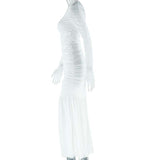 White Mesh Long Sleeve Maxi Dress image 3