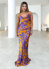 Tropical Sunset Cowl Neck Maxi Dress image 1