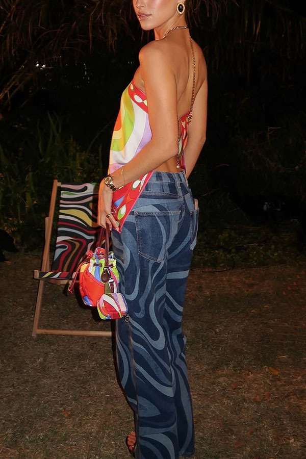 Vibrant Abstract Halter Neck Top image 4