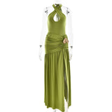 Halter Maxi Dress with Cut-Out and High Slit image 3