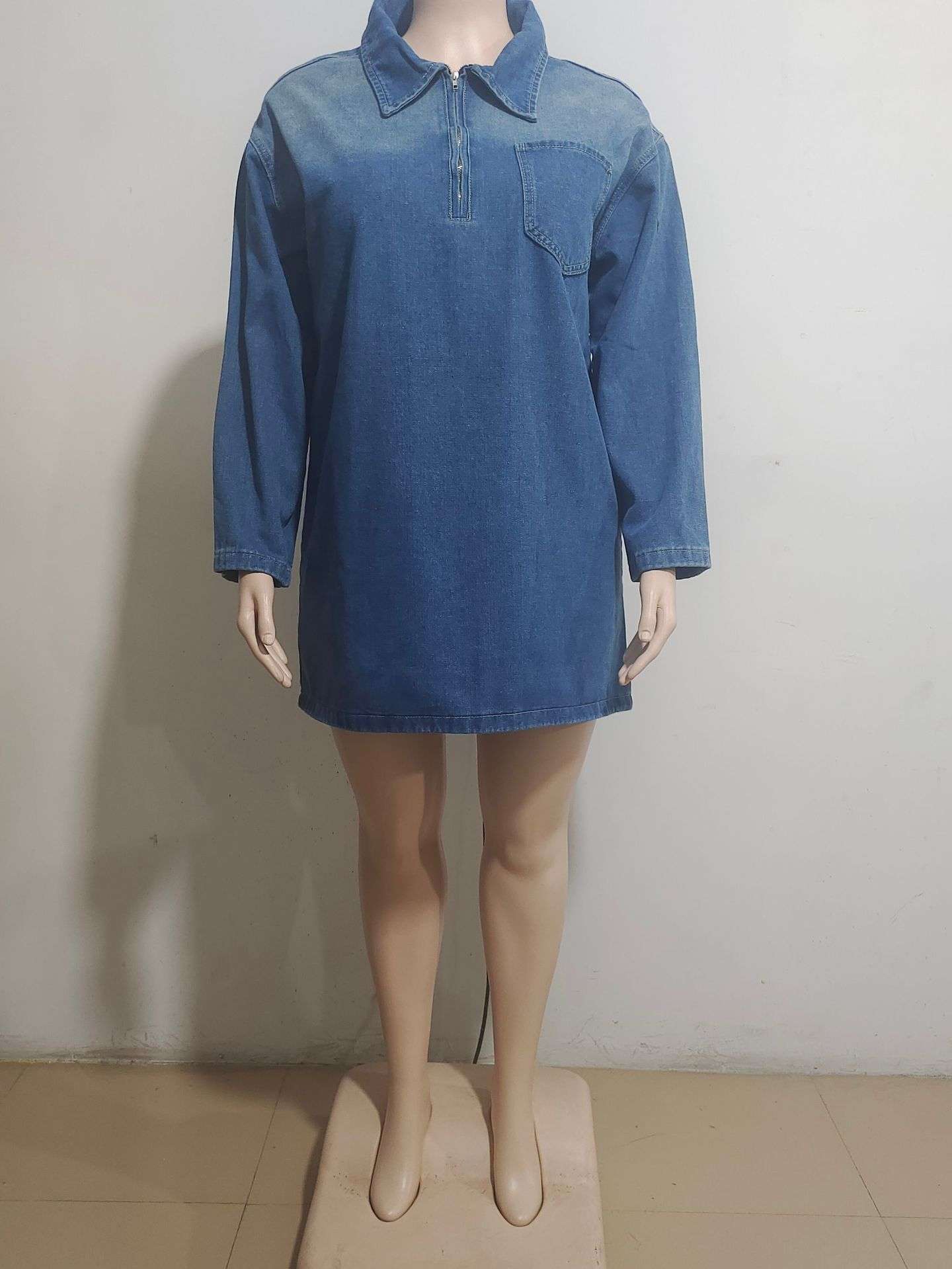 Casual Long Sleeve Denim Dress image 4