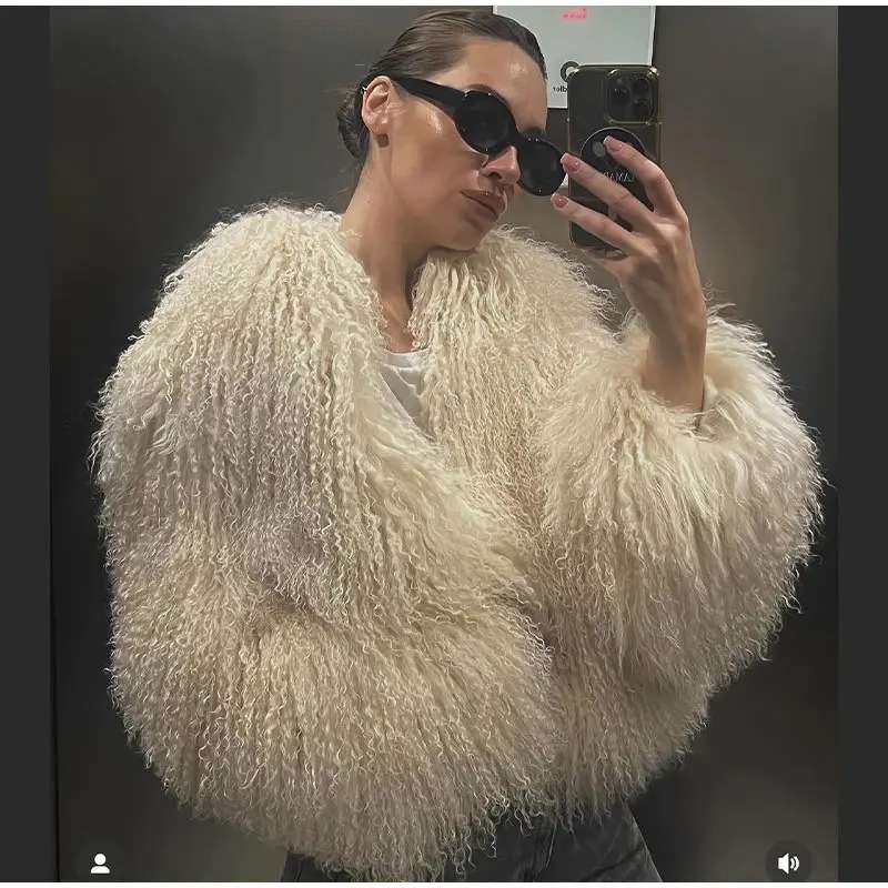 Oversized Plush Fur Coat Soft Long Sleeves image 2