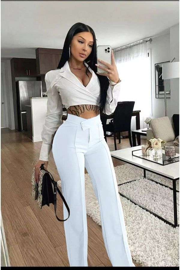 High Waist Slimming Tapered Pants image 0