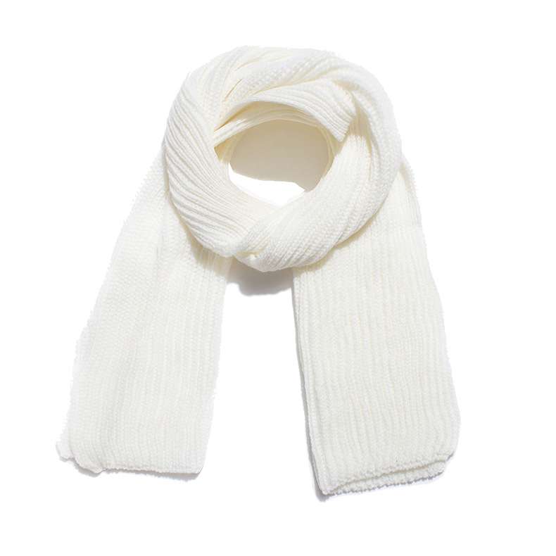 Elegant solid knit scarf warm for winter - White image