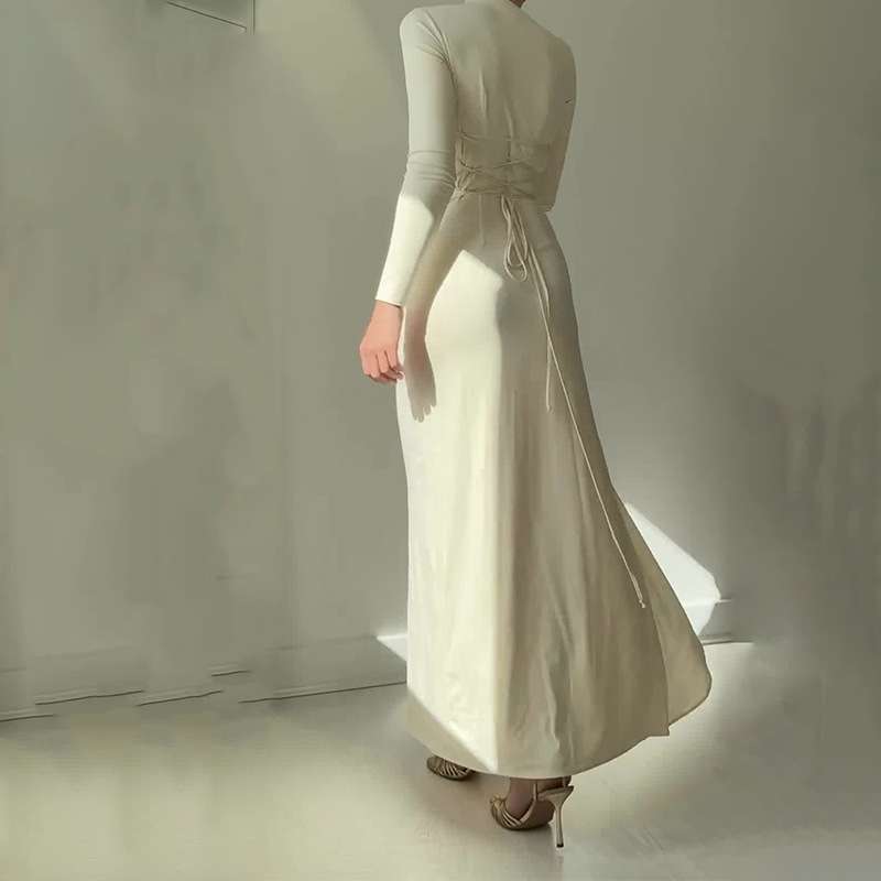 Elegant Solid Color Slimming Dress image 5