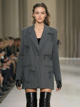 Notch Collar Blazer - XL, Grey image