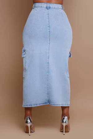 Women Cargo Pocket Midi Skirt image 3