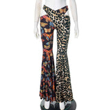 Mixed Print Flare Pants with Crossover Waist image 2