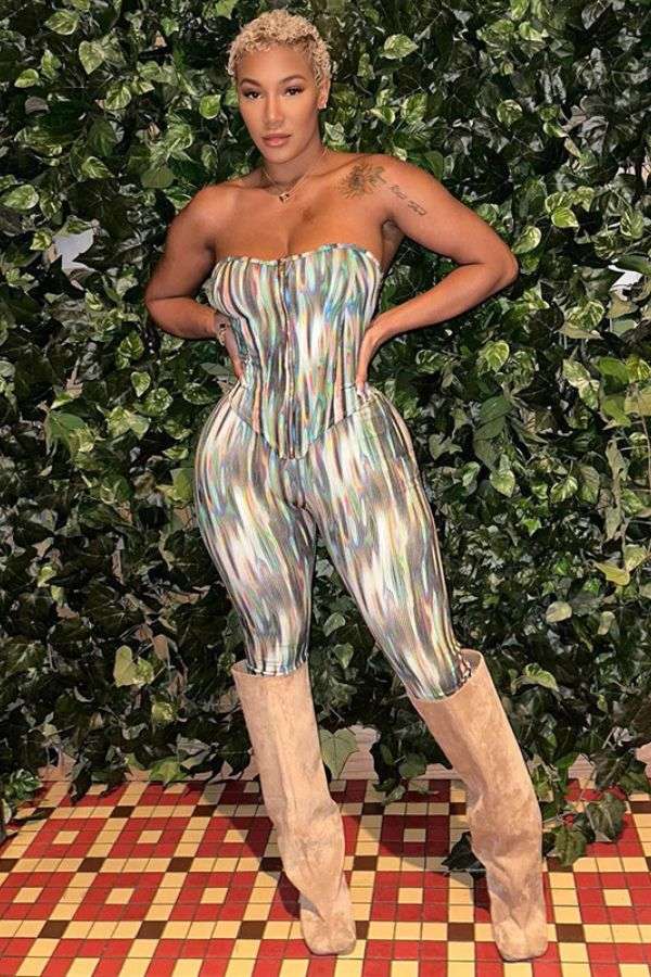 Abstract Print Strapless Corset Top & Pant Set image 0